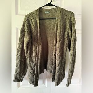 wild fable Olive Green Cable-Knit Button Cardigan